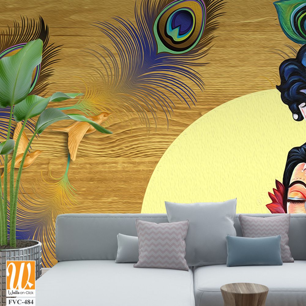 Lord Krishna playing the flute with Radha Wallpaper [WP-FVC-484]