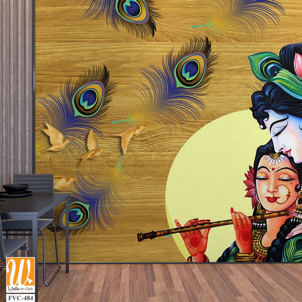Lord Krishna playing the flute with Radha Wallpaper [WP-FVC-484]
