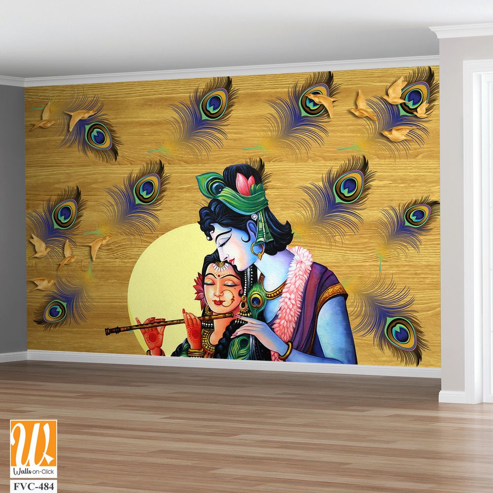 Lord Krishna playing the flute with Radha Wallpaper [WP-FVC-484]