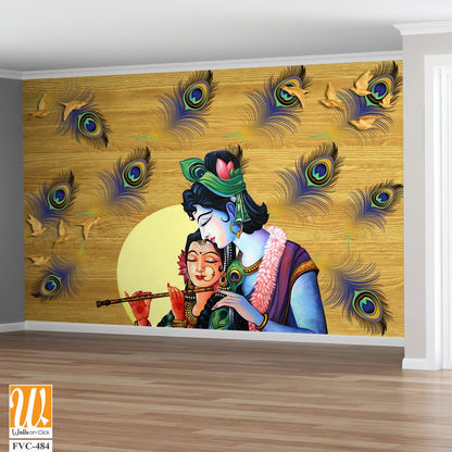 Lord Krishna playing the flute with Radha Wallpaper [WP-FVC-484]