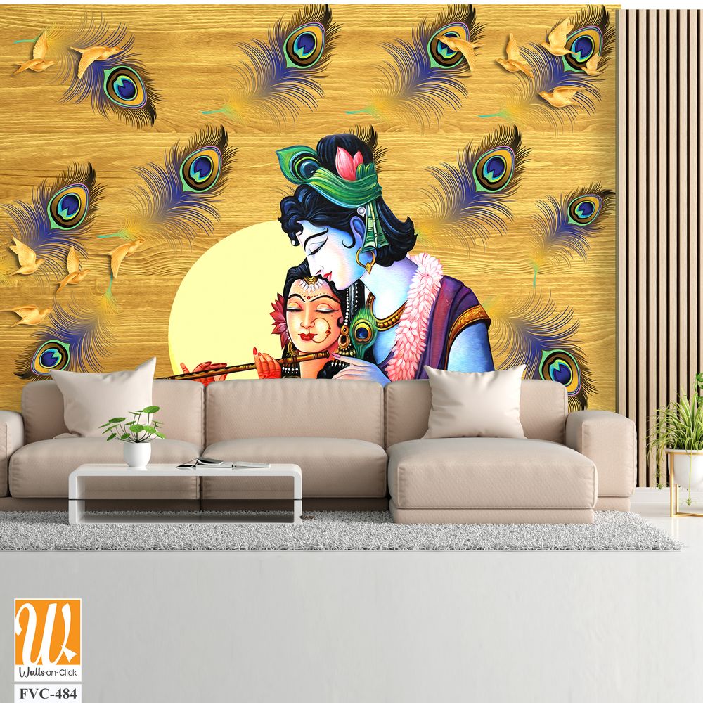 Lord Krishna playing the flute with Radha Wallpaper [WP-FVC-484]
