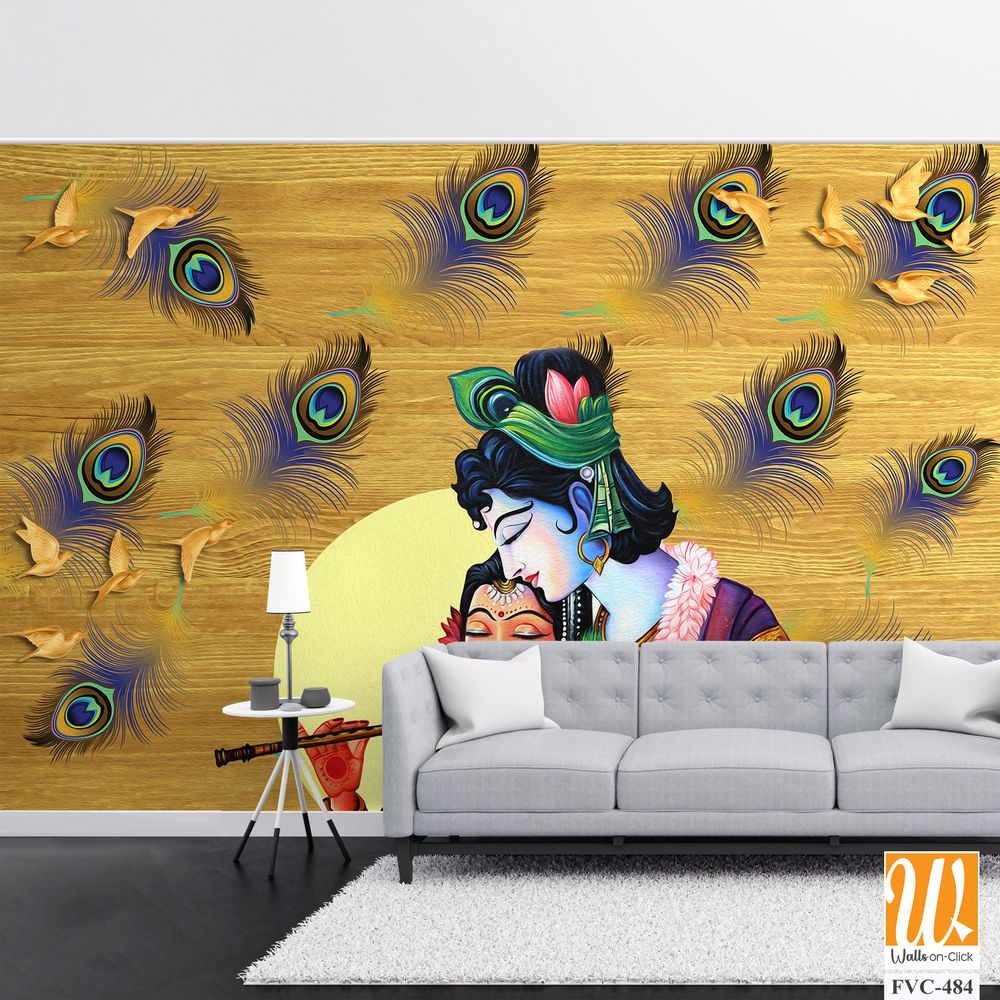 Lord Krishna playing the flute with Radha Wallpaper [WP-FVC-484]