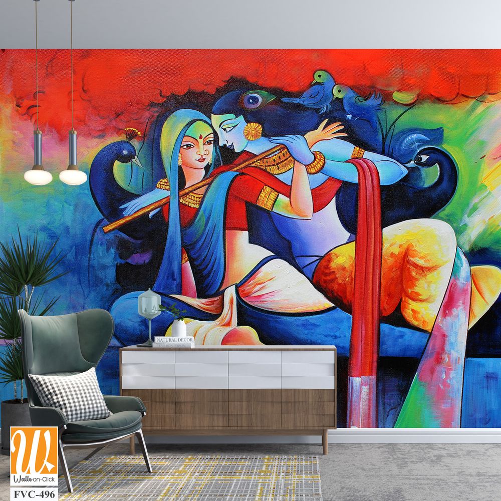 Painting of Lord Krishna playing the flute [WP-FVC-496]