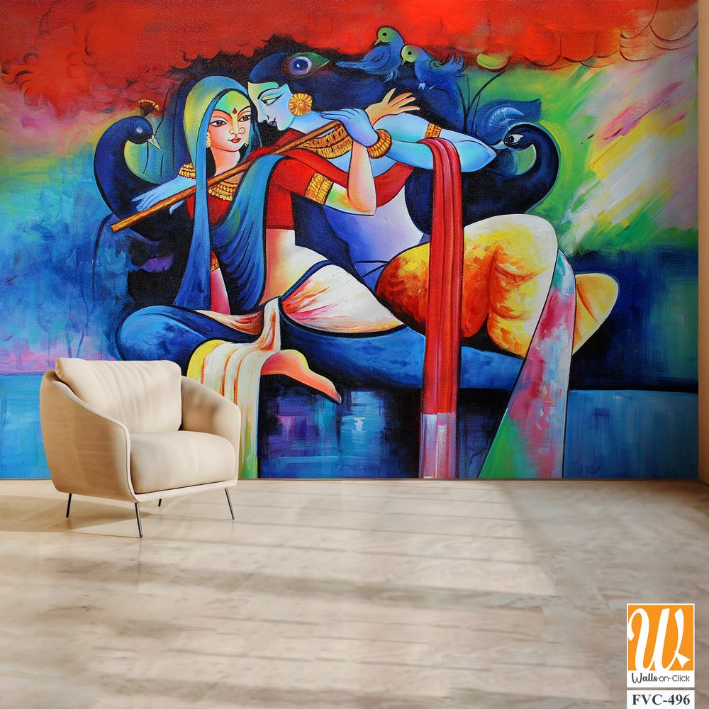 Painting of Lord Krishna playing the flute [WP-FVC-496]