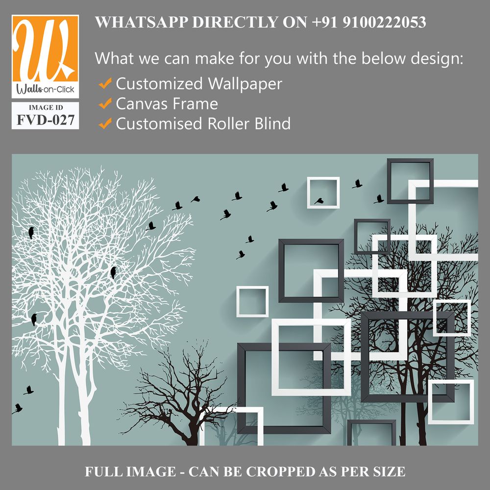 3D modern abstract wall mural with square frames [WP-FVD-027]