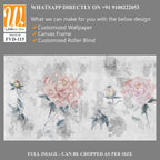 Watercolor peonies flowers painted on a concrete grunge wall. Photo wallpaper, wallpaper, mural, card, postcard design in the modern, loft style. [WP-FVD-115]