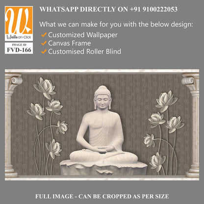 3D wallpaper featuring a grey and white stone Buddha [WP-FVD-166]