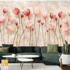 3D floral tulips wall mural [WP-FVD-238]