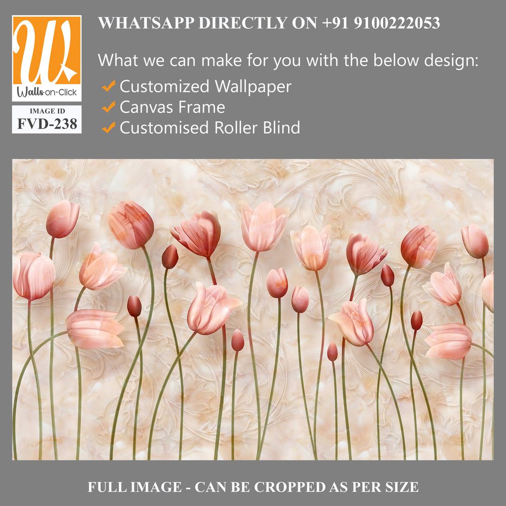 3D floral tulips wall mural [WP-FVD-238]