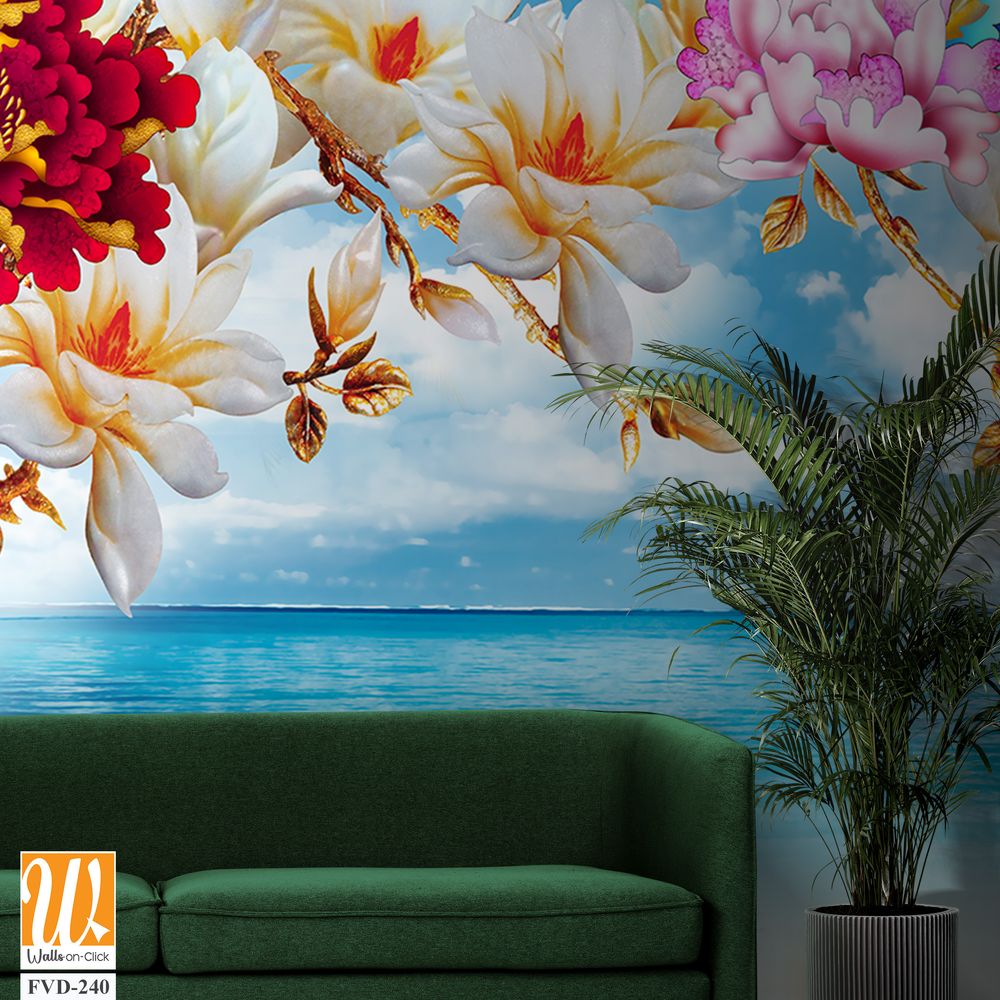 3D wallpaper featuring beautiful flowers [WP-FVD-240]