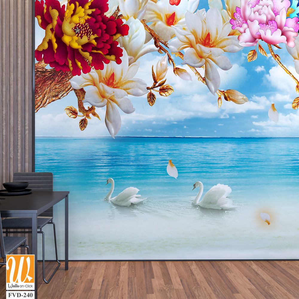 3D wallpaper featuring beautiful flowers [WP-FVD-240]