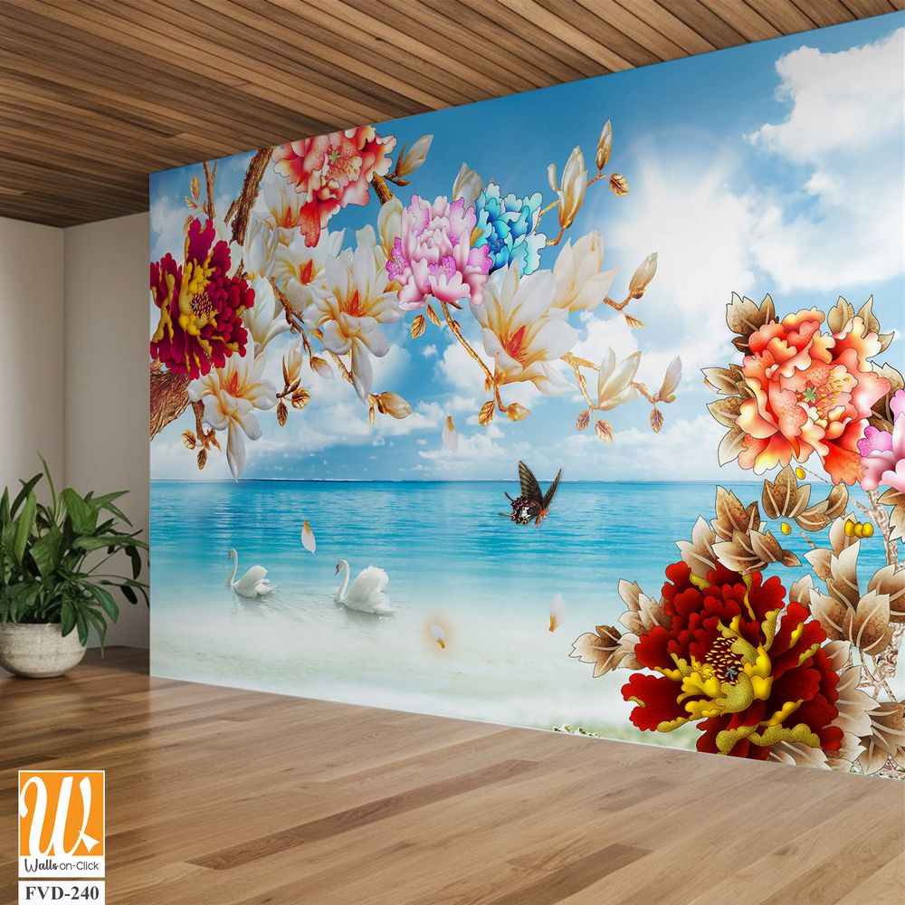 3D wallpaper featuring beautiful flowers [WP-FVD-240]