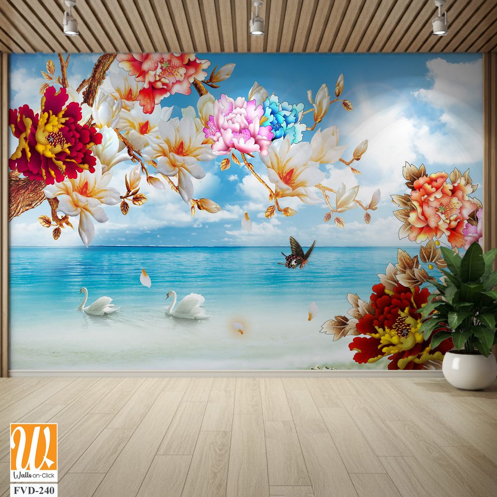 3D wallpaper featuring beautiful flowers [WP-FVD-240]