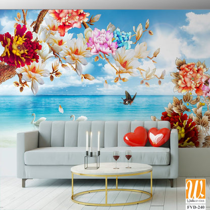 3D wallpaper featuring beautiful flowers [WP-FVD-240]