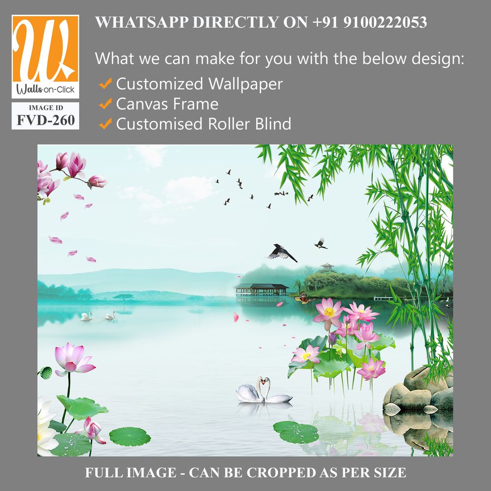 3D wallpaper of a green bamboo forest lake [WP-FVD-260]