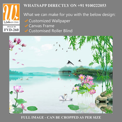 3D wallpaper of a green bamboo forest lake [WP-FVD-260]