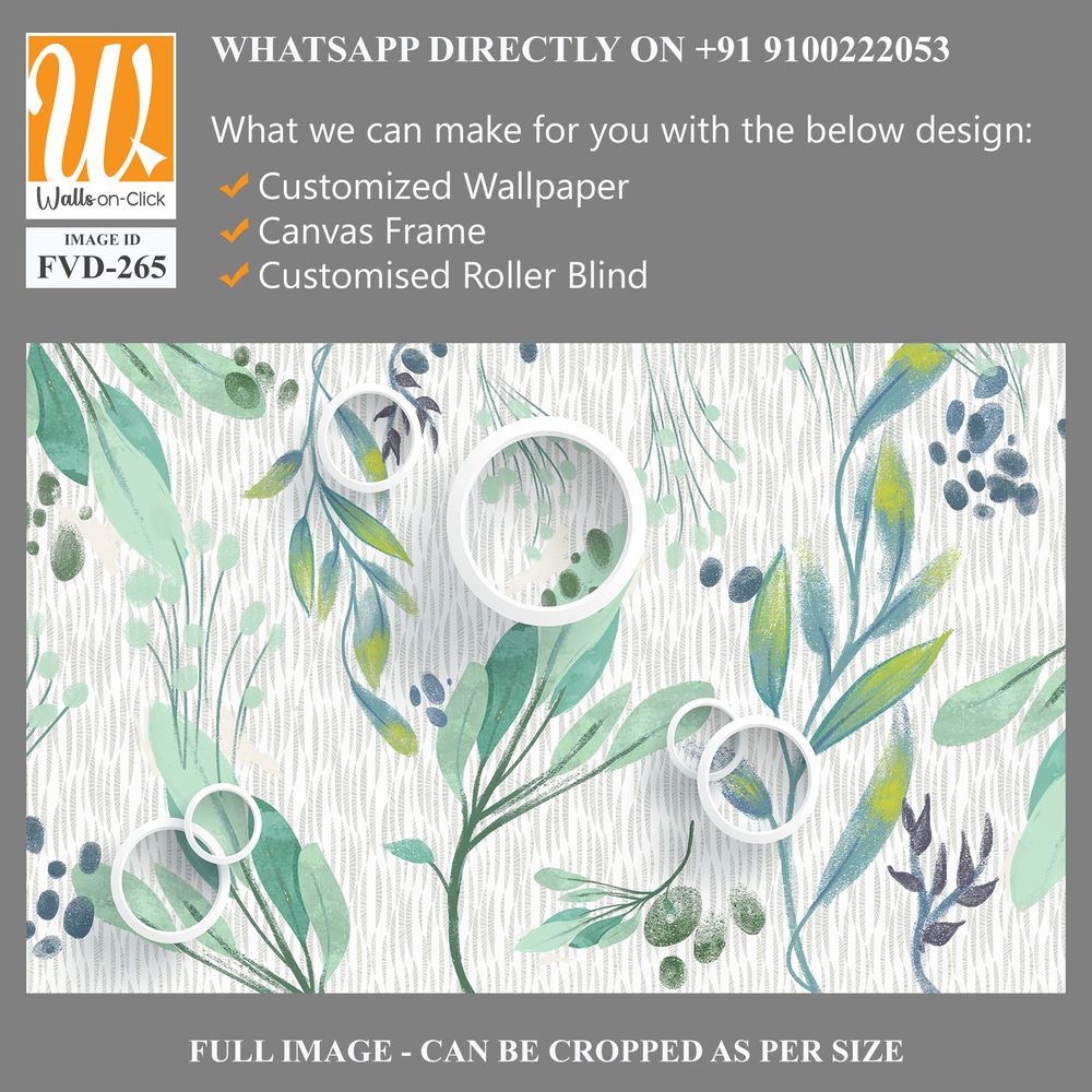 Watercolor, greenery foliage pattern with white circles [WP-FVD-265]