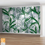 A pattern of green leaves on a grey background [WP-FVD-312]