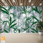 A pattern of green leaves on a grey background [WP-FVD-312]