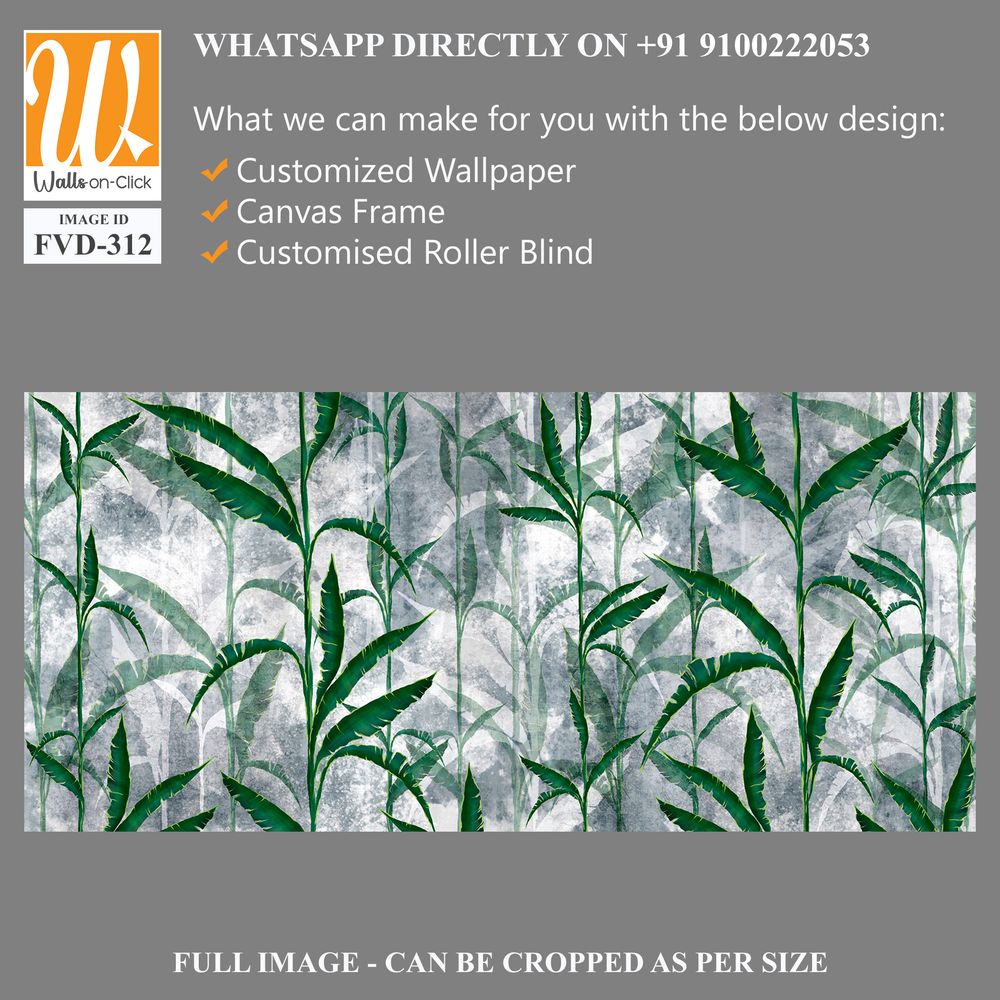 A pattern of green leaves on a grey background [WP-FVD-312]