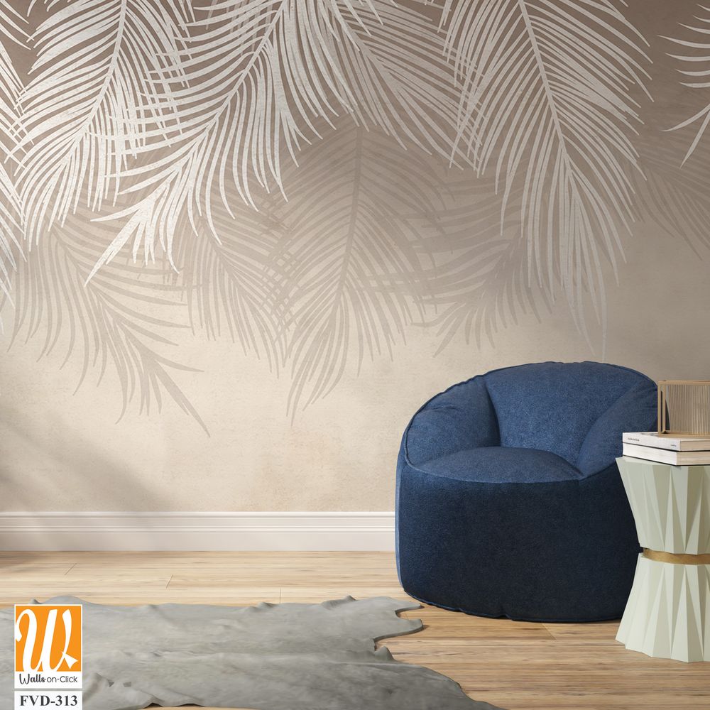 White handing palm leaves on a beige background [WP-FVD-313]