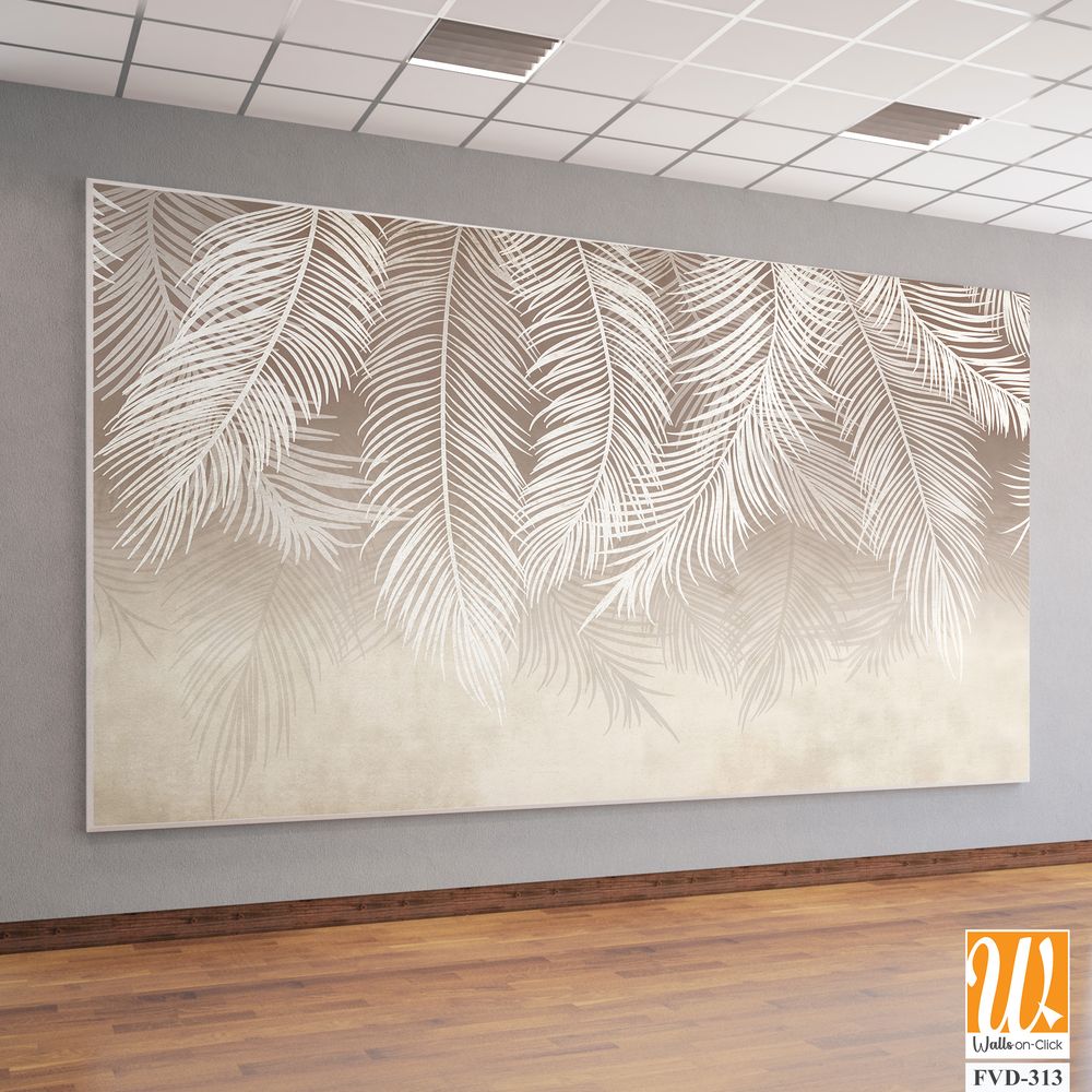 White handing palm leaves on a beige background [WP-FVD-313]