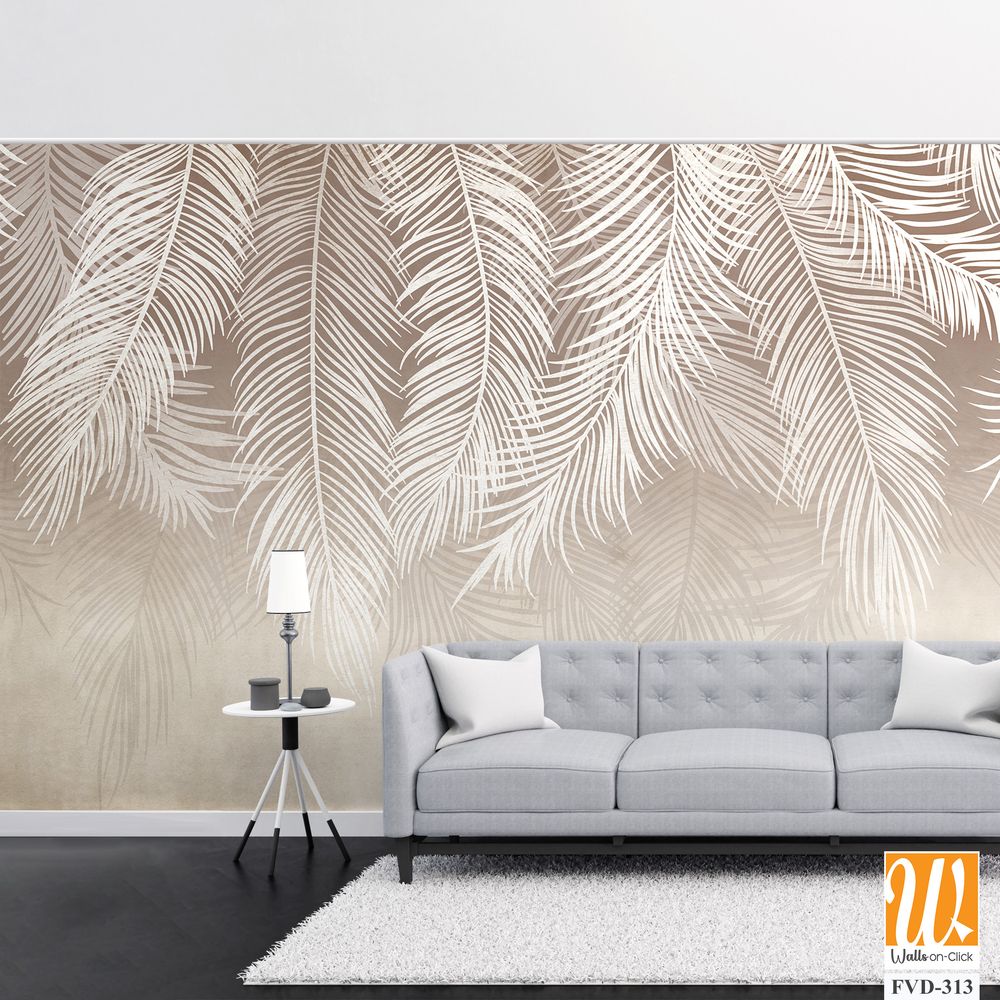 White handing palm leaves on a beige background [WP-FVD-313]