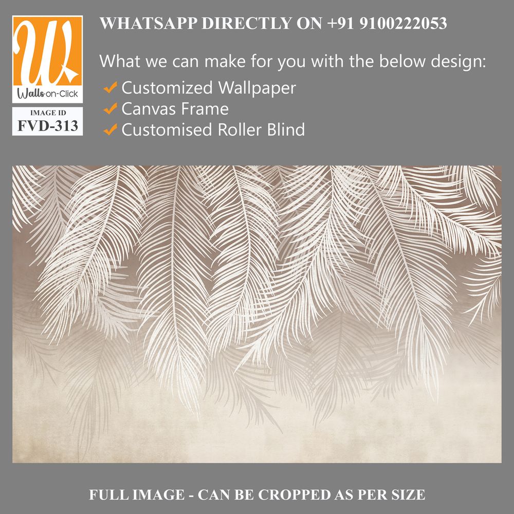 White handing palm leaves on a beige background [WP-FVD-313]