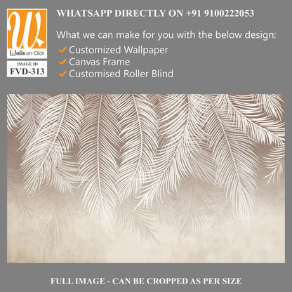 White handing palm leaves on a beige background [WP-FVD-313]