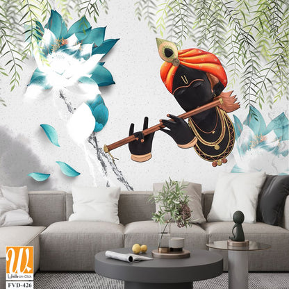 Dark-skinned Lord Krishna playing a flute [WP-FVD-426]
