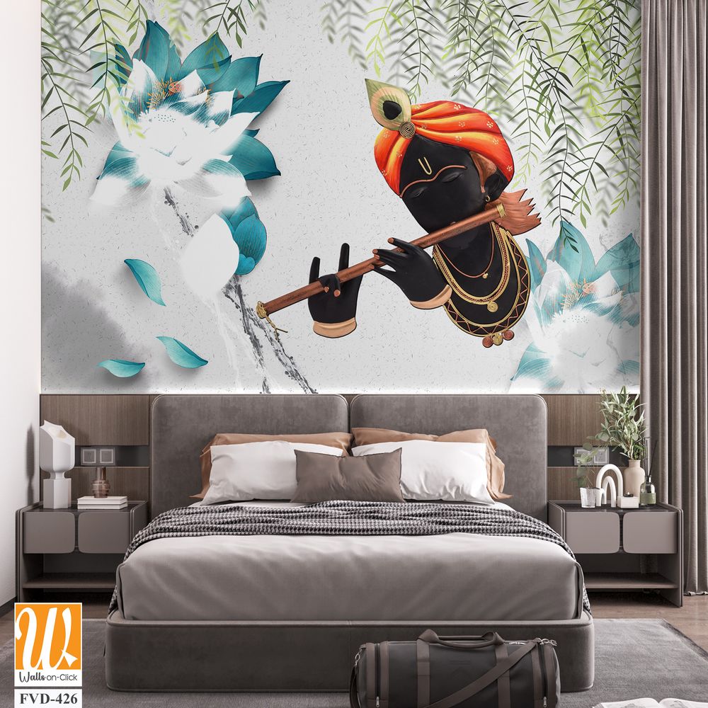 Dark-skinned Lord Krishna playing a flute [WP-FVD-426]