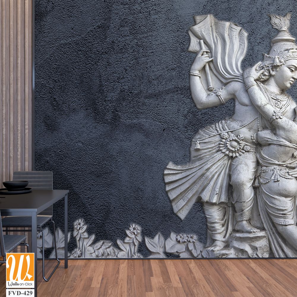 3D lord Krishna and Goddess Radha in silver [WP-FVD-429]