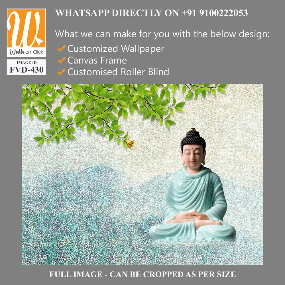Buddha in a lotus pose, with green leaves [WP-FVD-430]