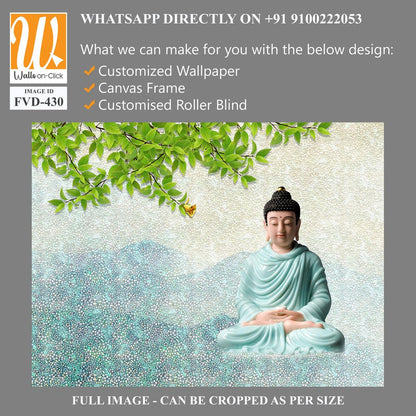 Buddha in a lotus pose, with green leaves [WP-FVD-430]