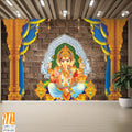 Vibrant Ganesha sitting on golden throne [WP-FVD-431]