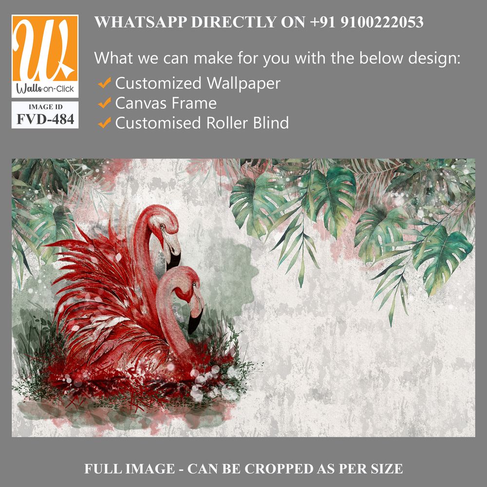 Tropical flamingos photo wallpaper in the room [WP-FVD-484]