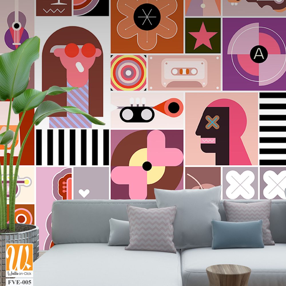Collage of fashion, music, and film culture [WP-FVE-005]