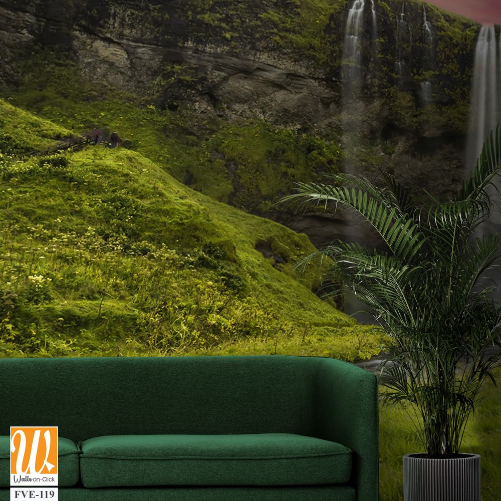 Icelandic waterfall at sunset Wallpaper [WP-FVE-119]