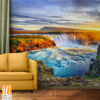 Beautiful sunset over the majestic waterfall in Iceland [WP-FVE-136]