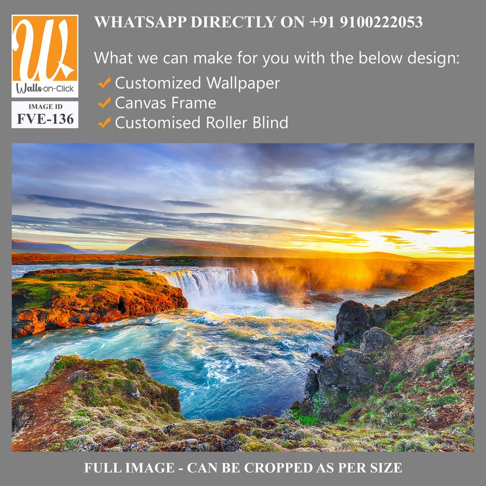 Beautiful sunset over the majestic waterfall in Iceland [WP-FVE-136]
