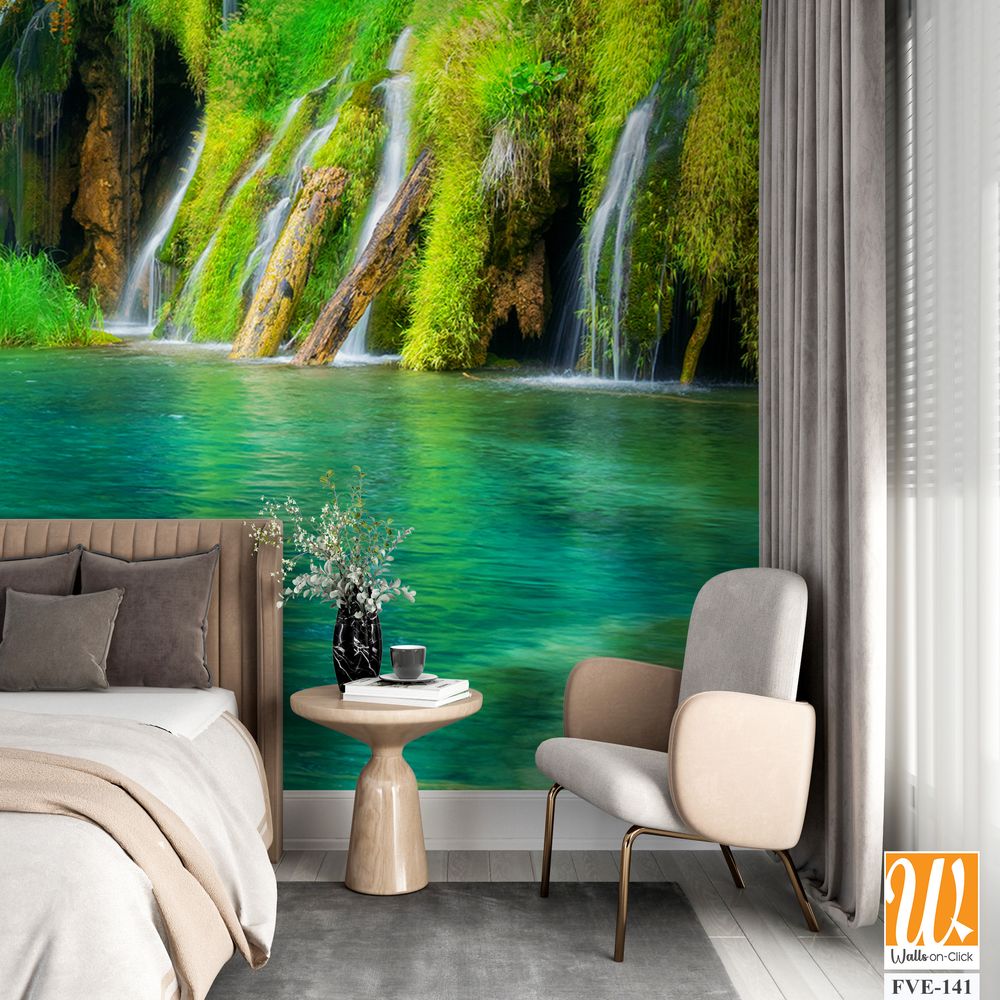 Panoramic view of Plitivice waterfalls in autumn [WP-FVE-141]