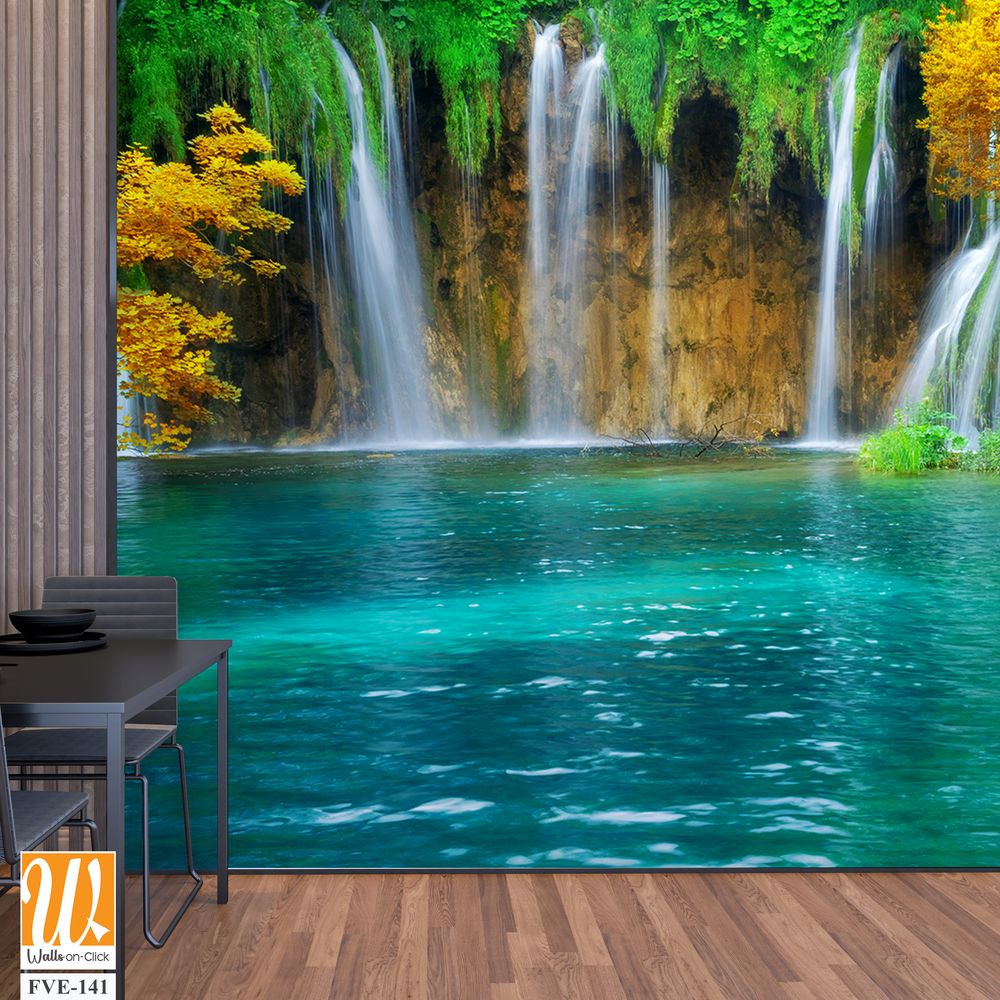 Panoramic view of Plitivice waterfalls in autumn [WP-FVE-141]
