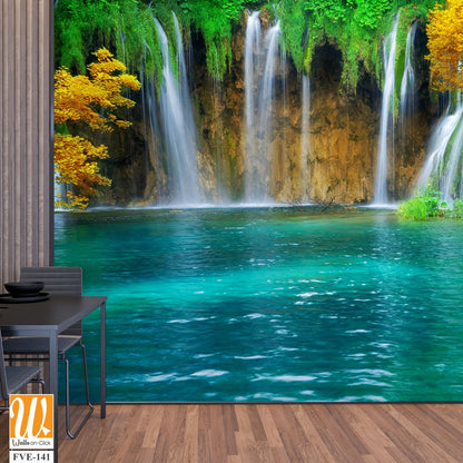Panoramic view of Plitivice waterfalls in autumn [WP-FVE-141]