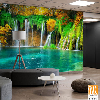 Panoramic view of Plitivice waterfalls in autumn [WP-FVE-141]