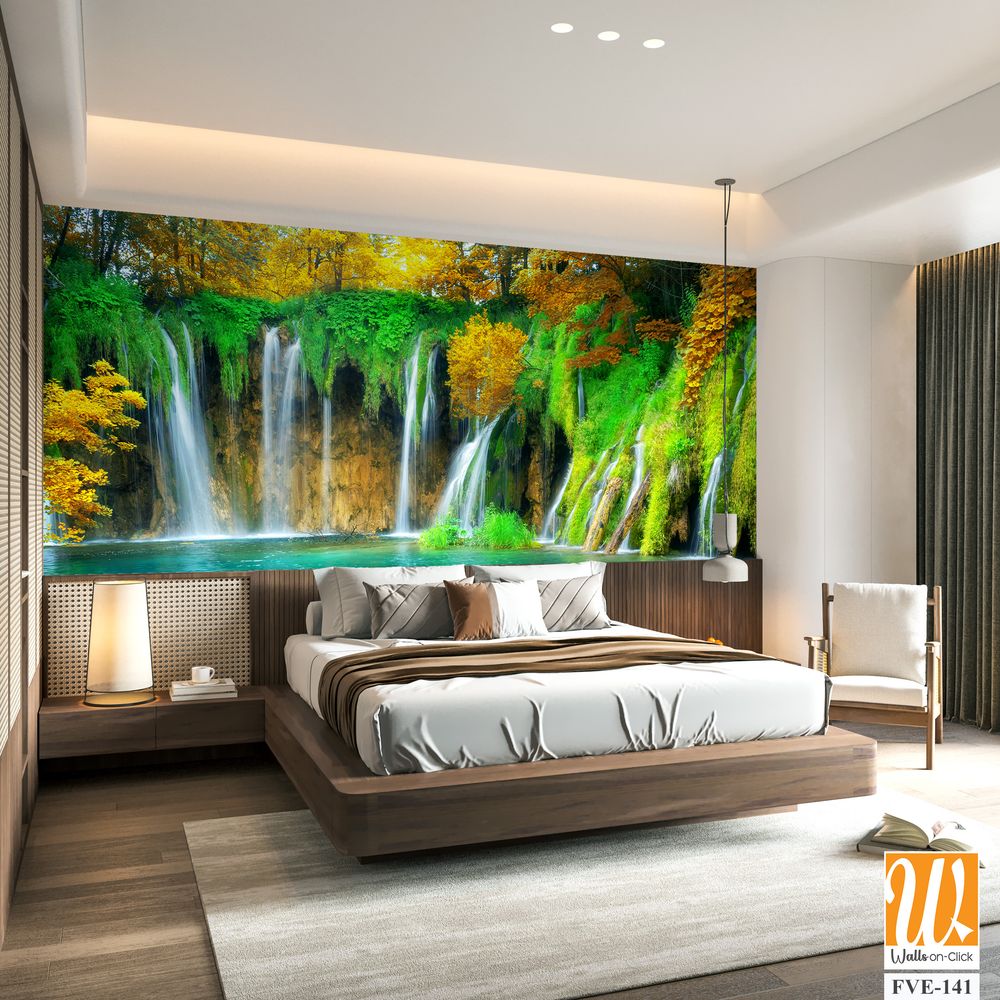 Panoramic view of Plitivice waterfalls in autumn [WP-FVE-141]