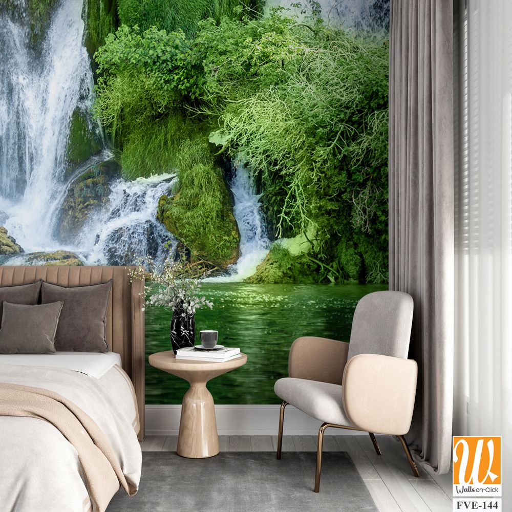 Kravica Waterfall in green water and lush vegetation, [WP-FVE-144]