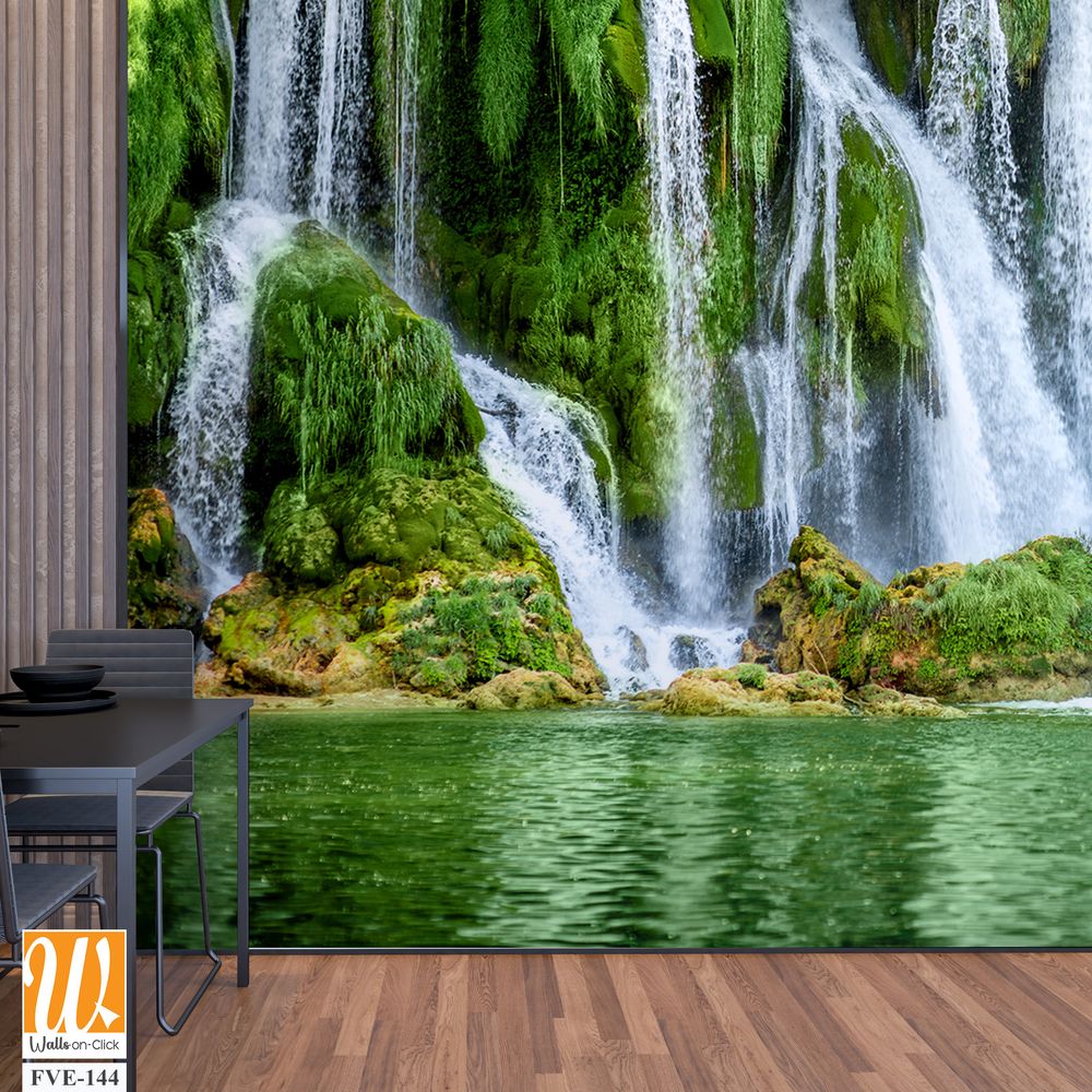 Kravica Waterfall in green water and lush vegetation, [WP-FVE-144]