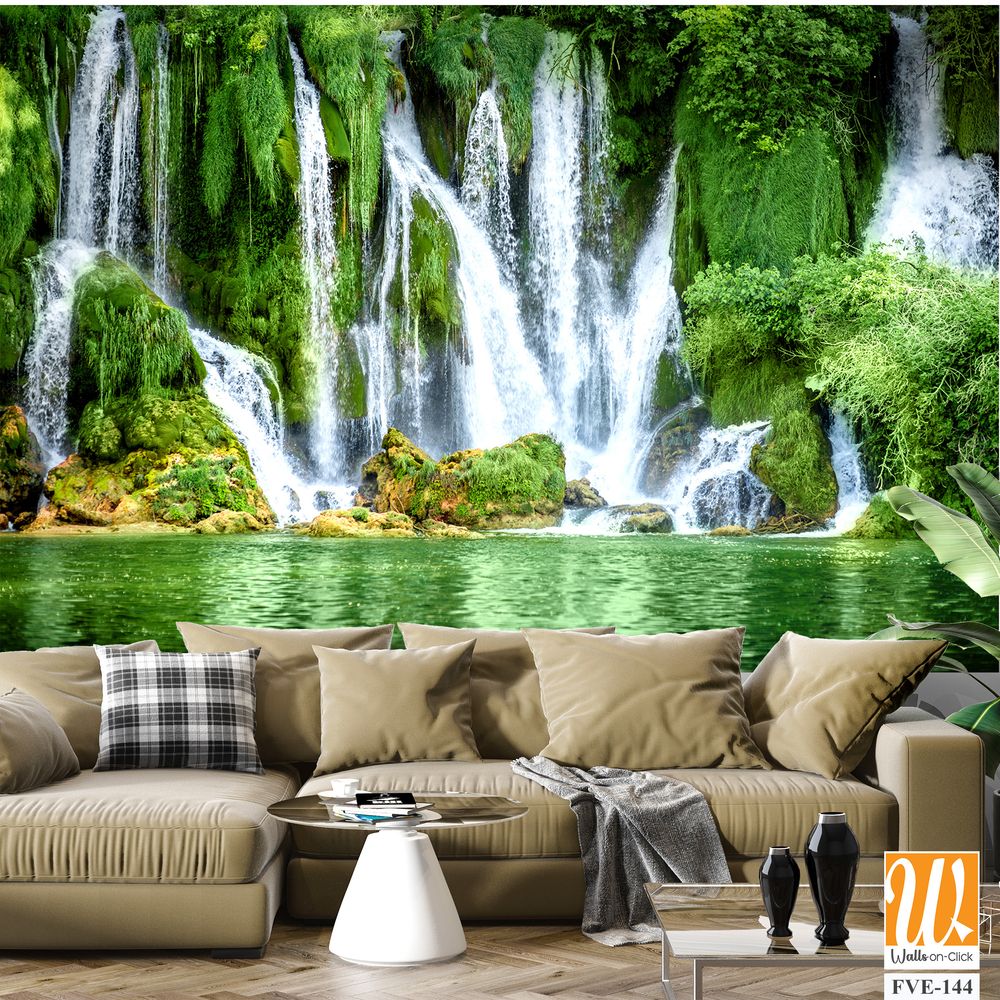 Kravica Waterfall in green water and lush vegetation, [WP-FVE-144]