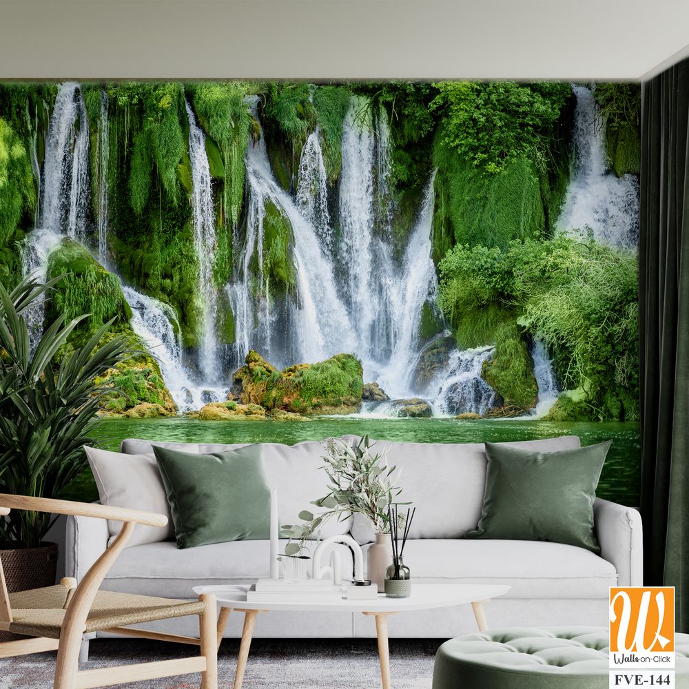 Kravica Waterfall in green water and lush vegetation, [WP-FVE-144]