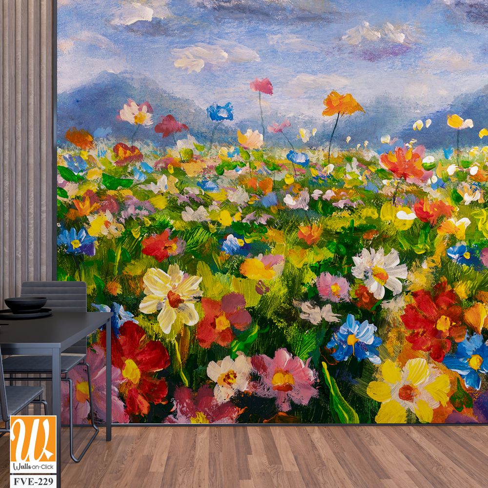 Oil painting of an endless wildflower field [WP-FVE-229]
